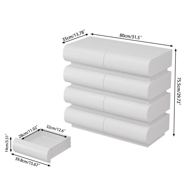 Beyaz MDF Kulpsuz Modern 6 ve 8 Çekmeceli Şifonyer - 305377