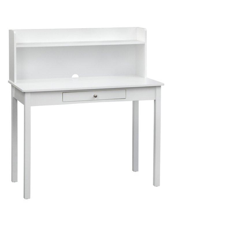 Beyaz MDF Masif Ahşap Ayaklı Raflı Çekmeceli Ofis Masası - 107 cm - 327135