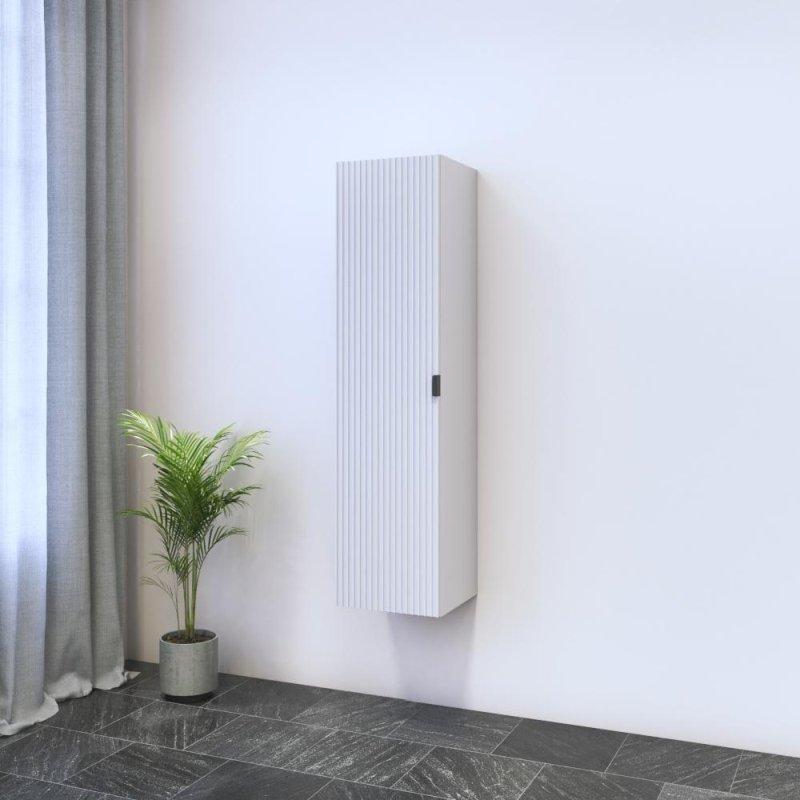Beyaz MDF Mat Kapaklı Duvara Monte Kitaplık - 36x35x140 cm - 316896