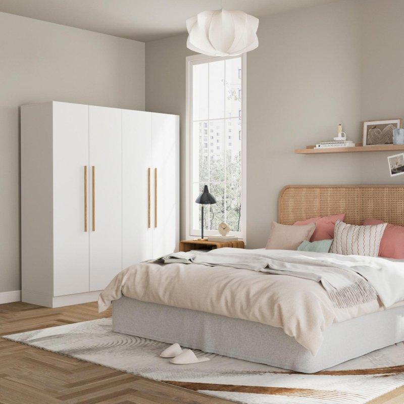 Beyaz MDF Metal 4 Kapaklı 3 Askılıklı Raflı Şifonyer - 161x181 cm - 296987