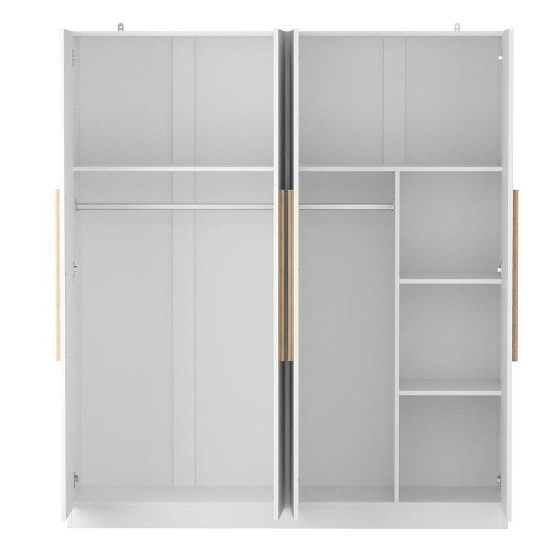 Beyaz MDF Metal 4 Kapaklı 3 Askılıklı Raflı Şifonyer - 161x181 cm - 296987
