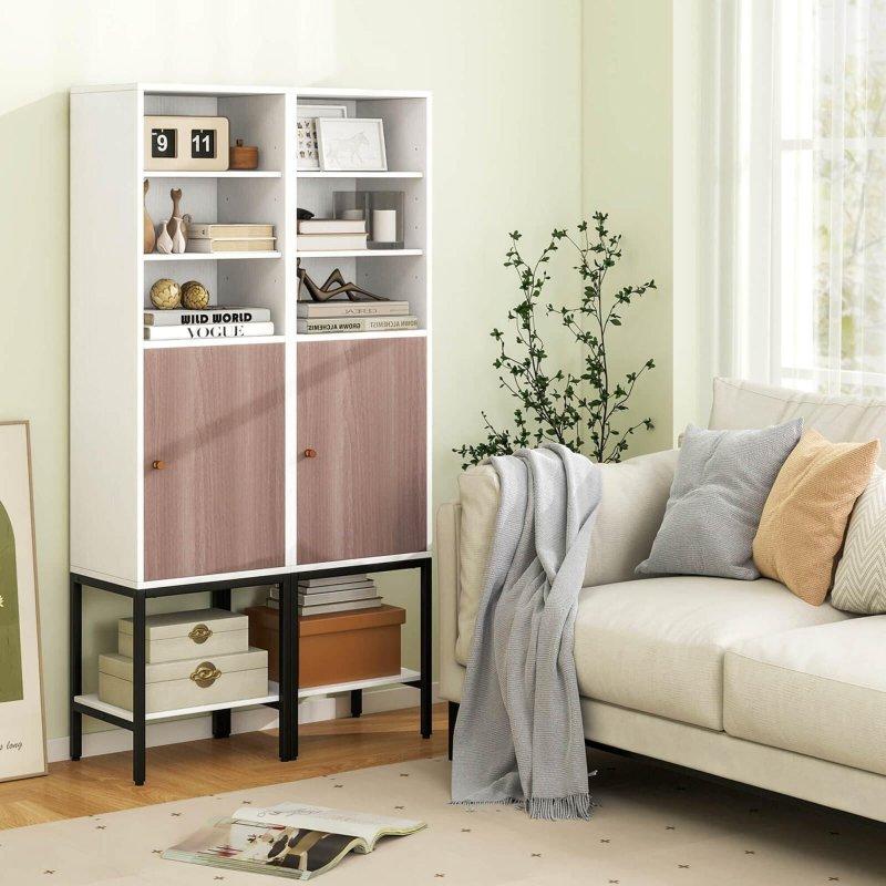 Beyaz MDF Metal Ayaklı Ayarlanabilir Raflı Çok Amaçlı Banyo Dolabı - 39x31x145 cm - 333817