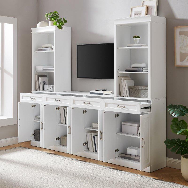 Beyaz MDF Modüler Çekmeceli ve Dolaplı Kitaplık Seti - 242 cm - 317634
