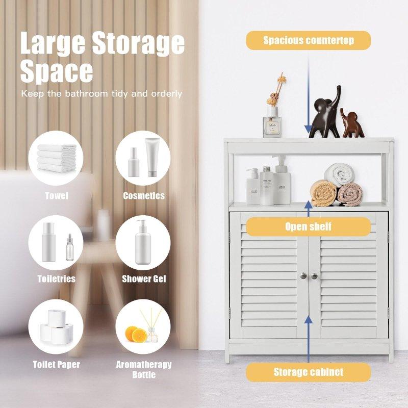 Beyaz MDF Panjur Kapaklı Çok Amaçlı Banyo Dolabı - 60x31x81 cm - 333404