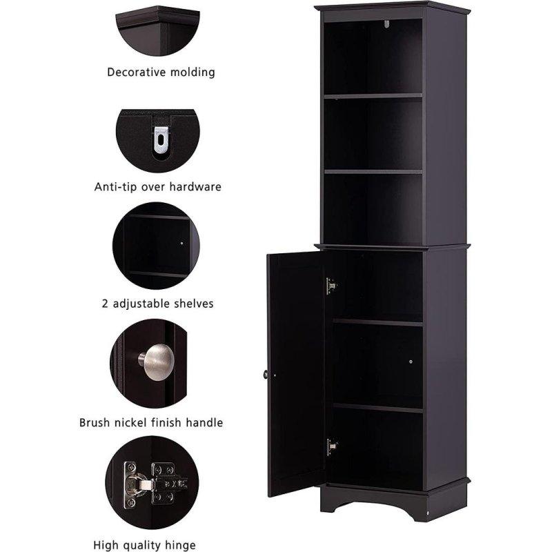 Beyaz MDF Panjurlu Ayarlanabilir Raflı Ayaklı Çok Amaçlı Banyo Dolabı - 39x30x152 cm - 333501