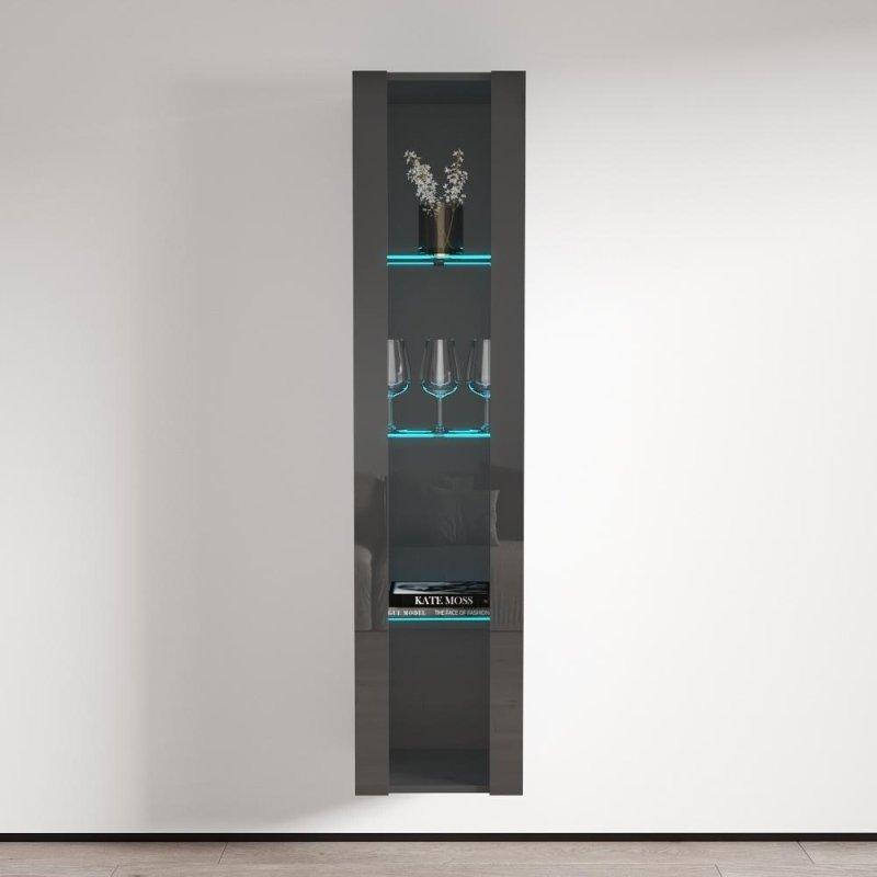 Beyaz MDF Parlak Kapaklı Duvara Monte Kitaplık - 171 cm - 317000