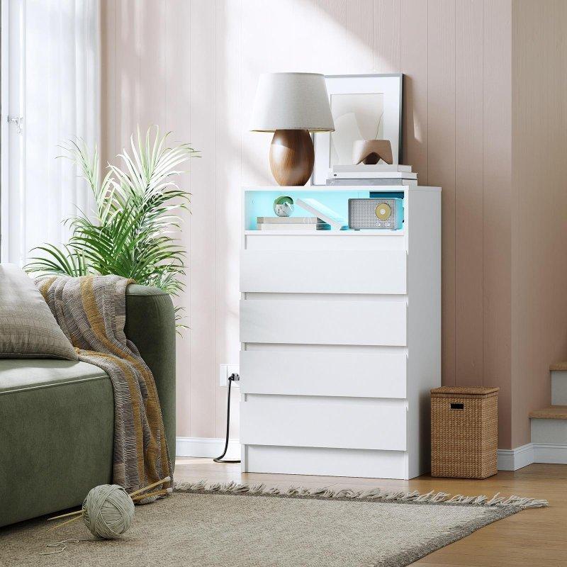 Beyaz MDF Prizli 4 Çekmeceli Şifonyer - 60x99x39 cm - 295660
