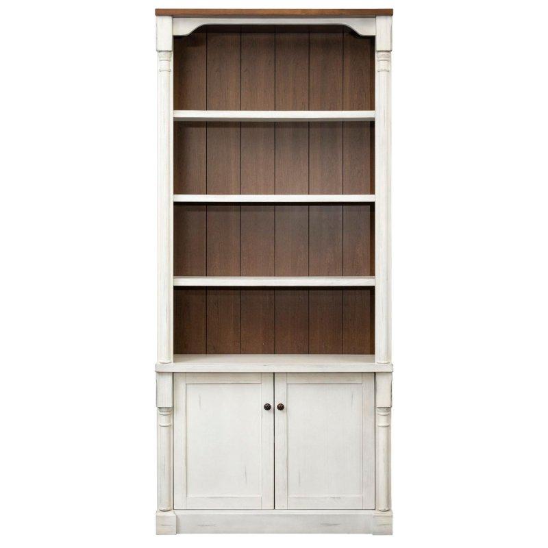 Beyaz MDF Rustik Eskitme Kapaklı Kitaplık - 321x239x41 cm - 319501