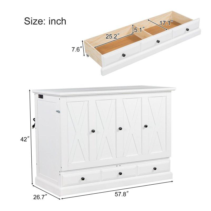 Beyaz MDF Şarj Üniteli ve Çekmeceli Serbest Duran Duvar Yatağı - 147 cm - 263223