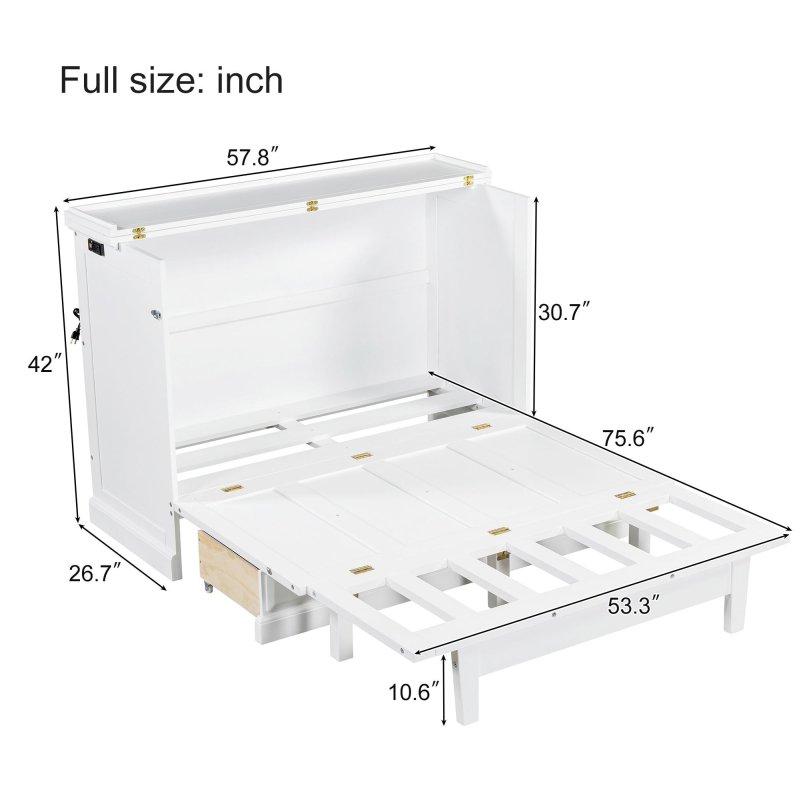 Beyaz MDF Şarj Üniteli ve Çekmeceli Serbest Duran Duvar Yatağı - 147 cm - 263223
