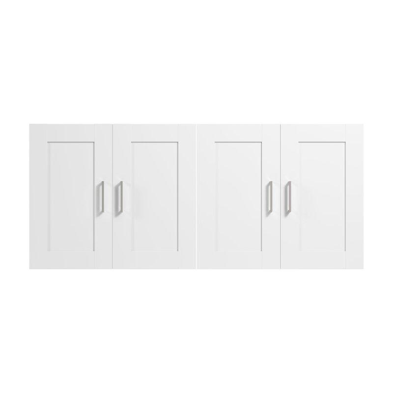 Beyaz MDF Shaker Tarzı Çift Kulp Seçenekli Kitaplık Kapak Seti - 149 cm - 319591