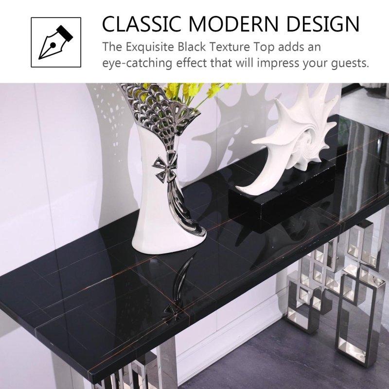 Beyaz MDF Tablalı Aynalı Paslanmaz Çelik Geometrik Dresuar - 140 cm - 332266
