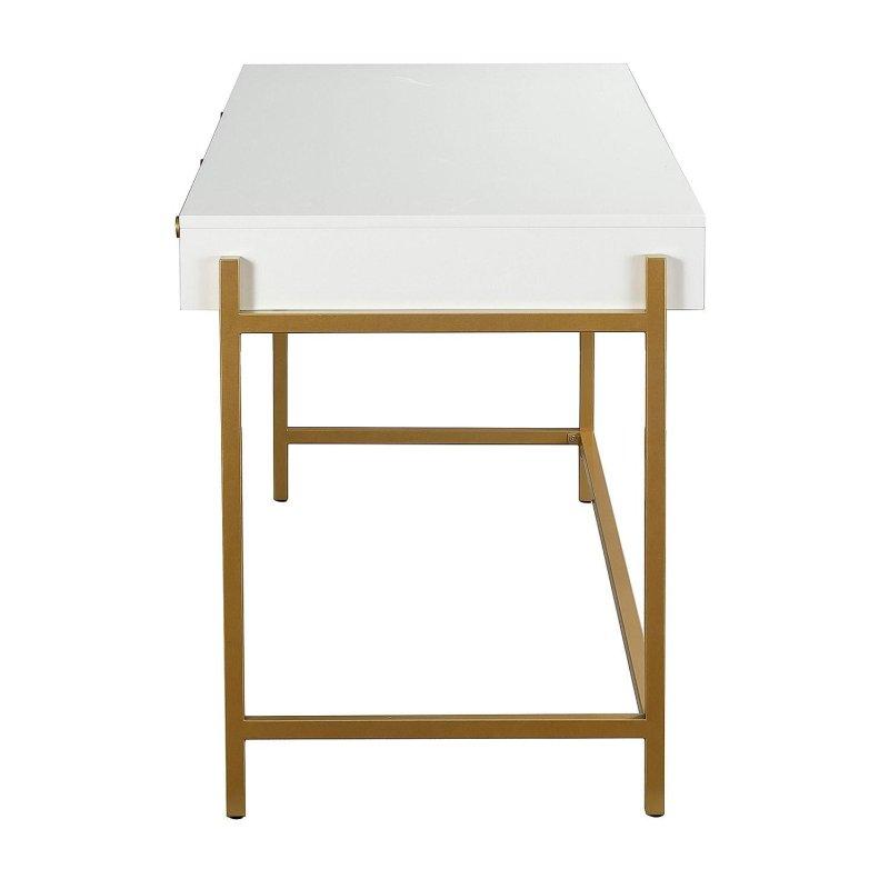 Beyaz MDF Tablalı Gold Metal Ayaklı 3 Çekmeceli Ofis Masası - 163 cm - 327757