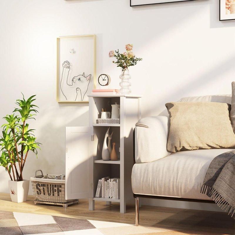 Beyaz MDF Tek Kapaklı Ayarlanabilir Raflı Çok Amaçlı Banyo Dolabı - 31x31x81 cm - 333620