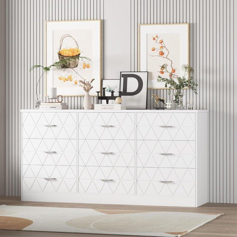 Beyaz MDF USB Şarj İstasyonlu 9 Çekmeceli Şifonyer - 161x40x81 cm - 303045 Beyaz MDF USB Şarj İstasyonlu 9 Çekmeceli Şifonyer - 161x40x81 cm - 303045