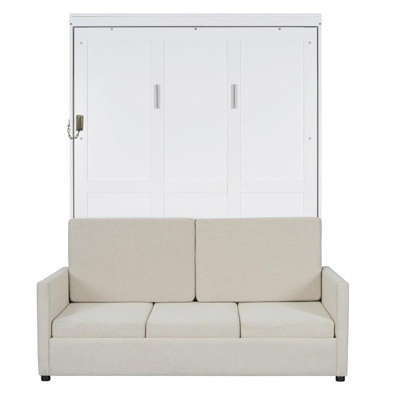 Beyaz MDF ve Kontrplak Koltuklu Çift Pistonlu Duvar Yatağı - 212 cm - 261917