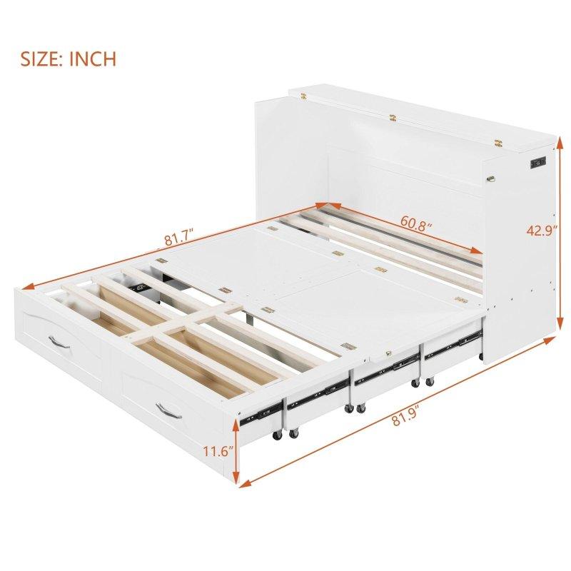Beyaz MDF ve Kontrplak USB Portlu Çekmeceli Duvar Yatağı - 161 cm - 262203