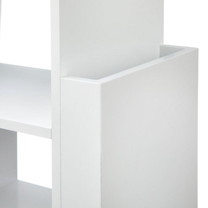 Beyaz MDF ve Masif Ahşap Ayaklı Dergilikli 7 Bölmeli Kitaplık - 107x30x77 cm - 315002