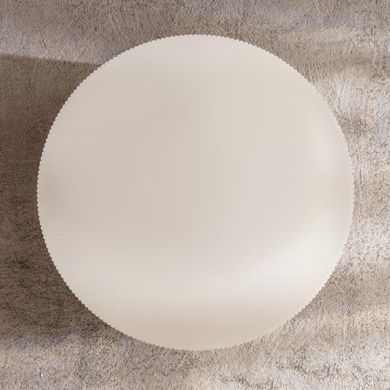 Beyaz MDF ve Masif Ahşap El Oyması Rölyefli Kaide Ayaklı Yuvarlak Orta Sehpa - 81 cm - 245764