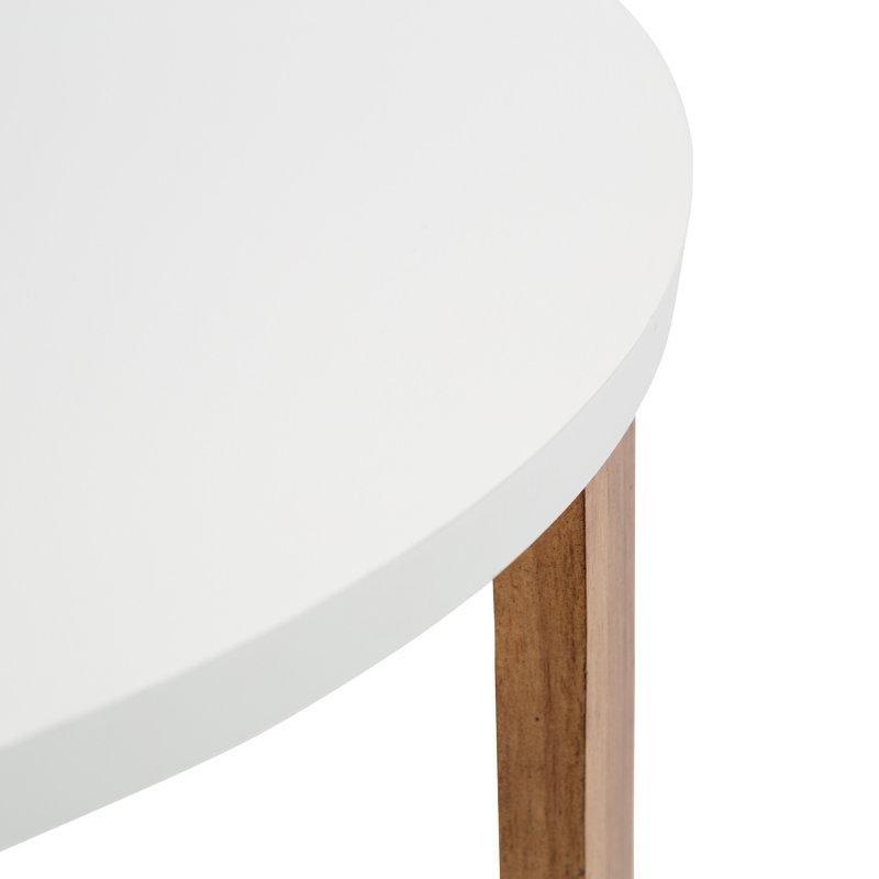 Beyaz MDF ve Masif Ahşap İskandinav Tasarım Yuvarlak Orta Sehpa - Çap 67 cm - 243962