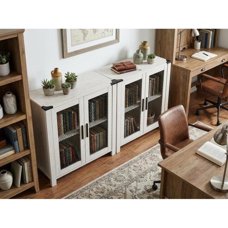 Beyaz MDF ve Metal File Kapaklı Ayarlanabilir Raflı Kitaplık - 156x39x79 cm - 316385