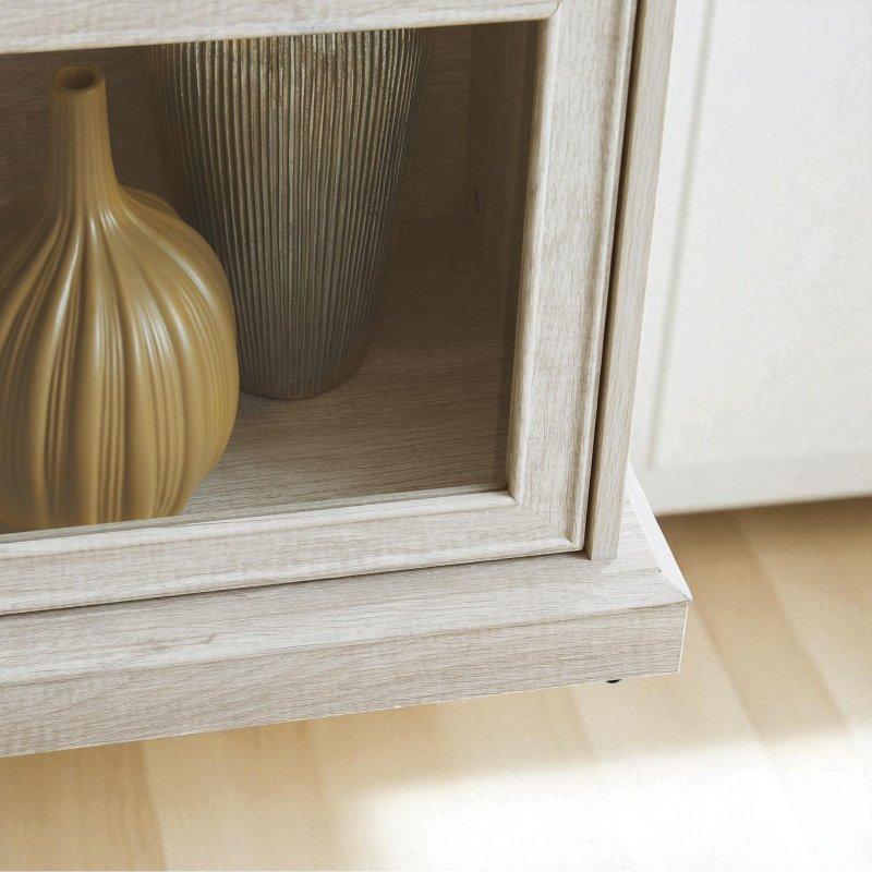 Beyaz MDF ve Temperli Cam Kapaklı 4 Raflı Vitrin Tipi Kitaplık - 81x35x161 cm - 317330