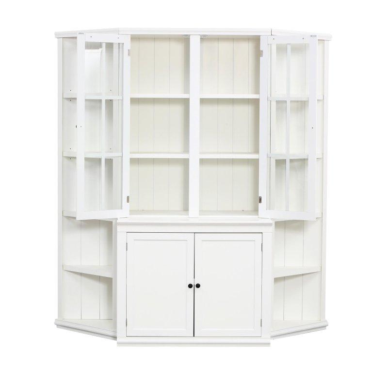 Beyaz MDF Yan Raflı Retro Modern Cam Kapaklı Kitaplık - 192 cm - 238950