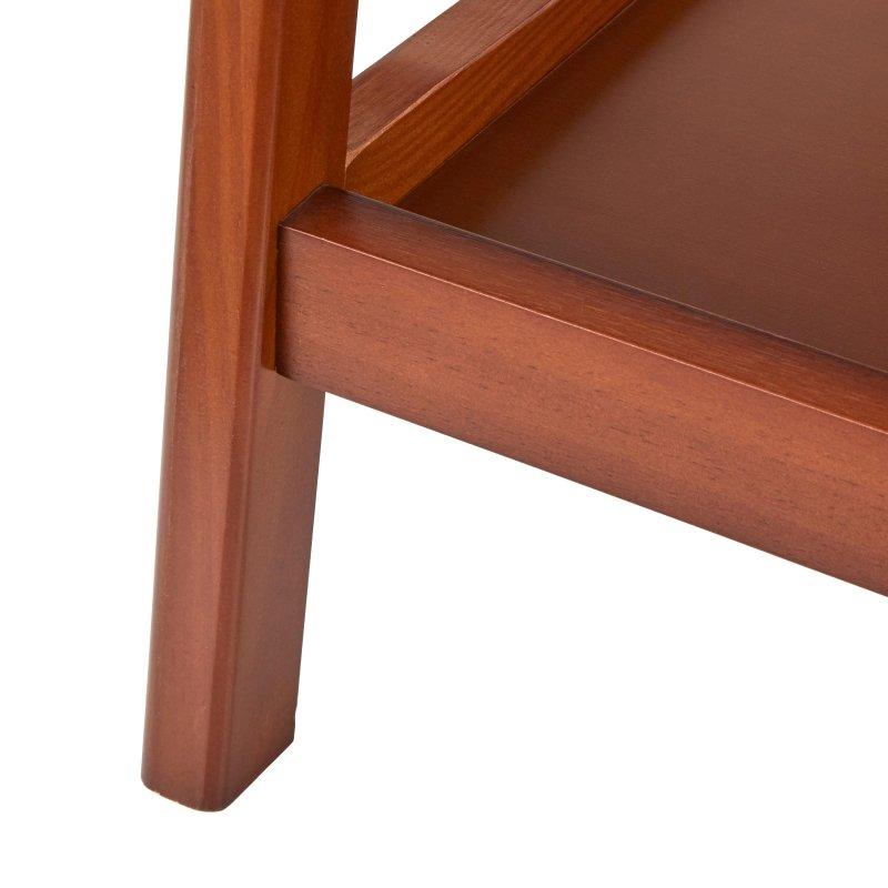 Beyaz Mermer Desenli Ceviz Rengi Raflı Ahşap Ayaklı Dresuar - 100 cm - 331465