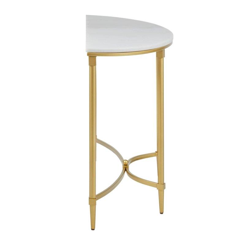 Beyaz Mermer Gold Metal Yarım Daire Dresuar - 108 cm - 332601