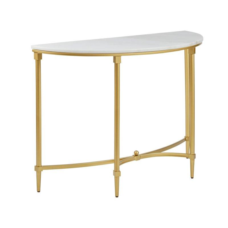 Beyaz Mermer Gold Metal Yarım Daire Dresuar - 108 cm - 332601