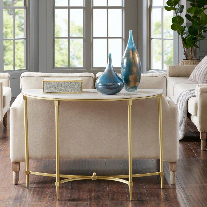 Beyaz Mermer Gold Metal Yarım Daire Dresuar - 108 cm - 332601 Beyaz Mermer Gold Metal Yarım Daire Dresuar - 108 cm - 332601