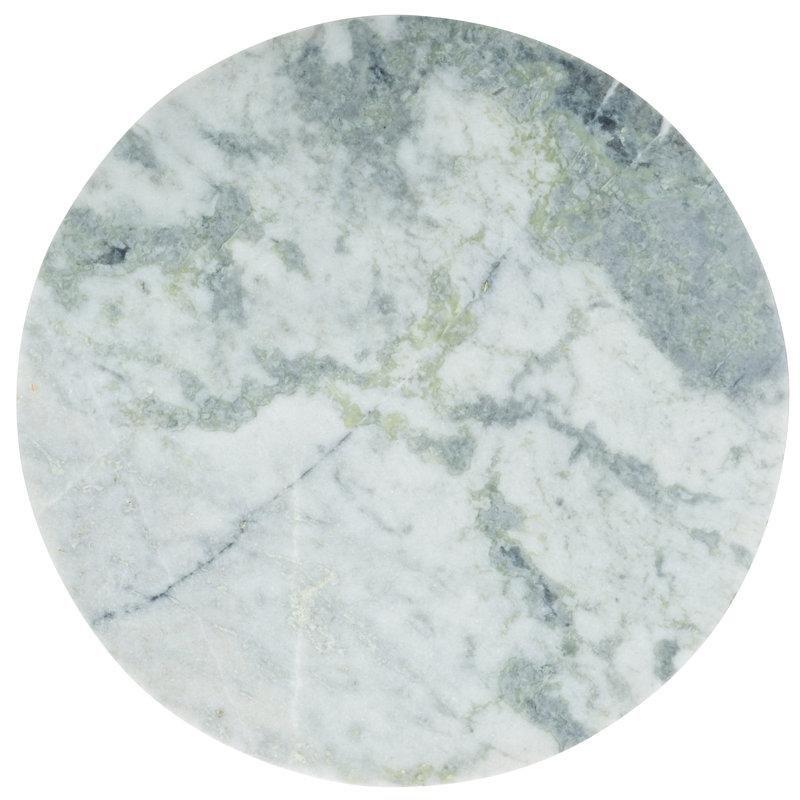Beyaz Mermer Tablalı Akasya Ağacı Çapraz Ayaklı Yuvarlak Orta Sehpa - 97 cm - 245625