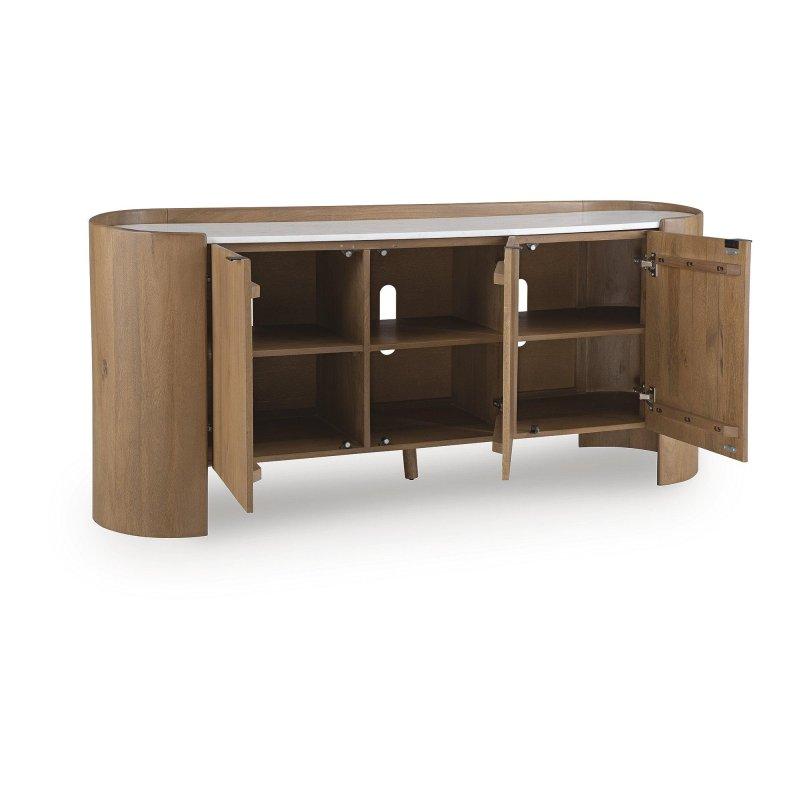 Beyaz Mermer Tablalı Masif Mango Ahşap 3 Kapaklı Kitaplık - 168x46x77 cm - 318125