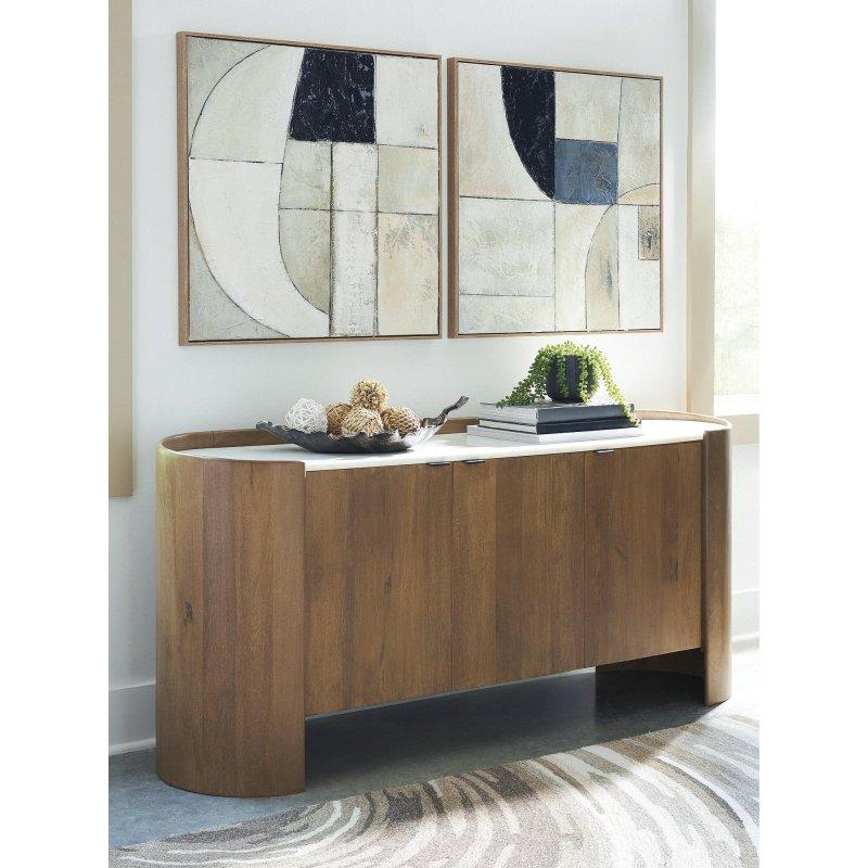 Beyaz Mermer Tablalı Masif Mango Ahşap 3 Kapaklı Kitaplık - 168x46x77 cm - 318125