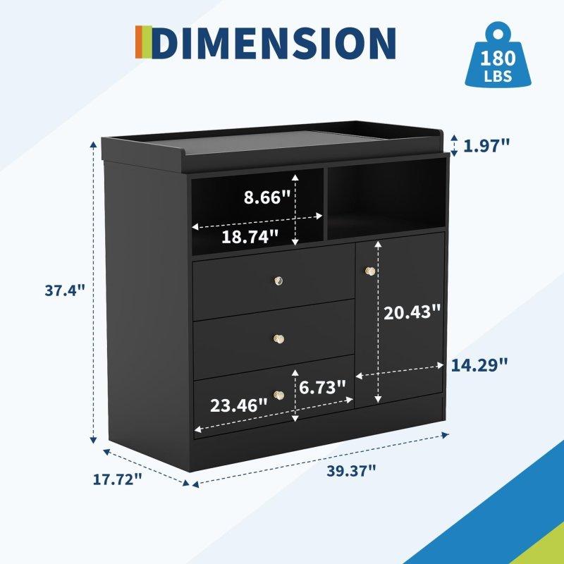 Beyaz Meşe Alt Değiştirme Üniteli 3 Çekmeceli Raflı Şifonyer - 95 cm - 307914