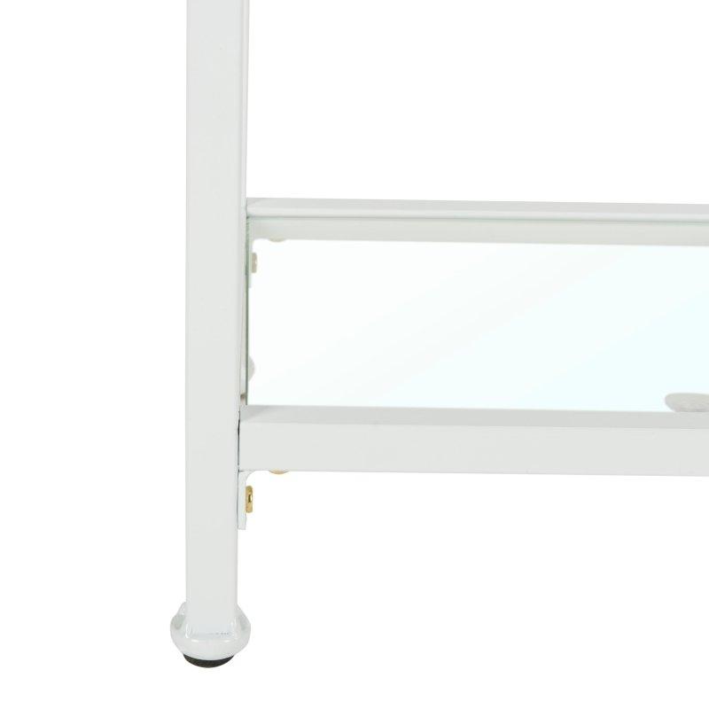 Beyaz Metal Cam Raflı 4 Katlı Kitaplık - 92x31x204 cm - 314192