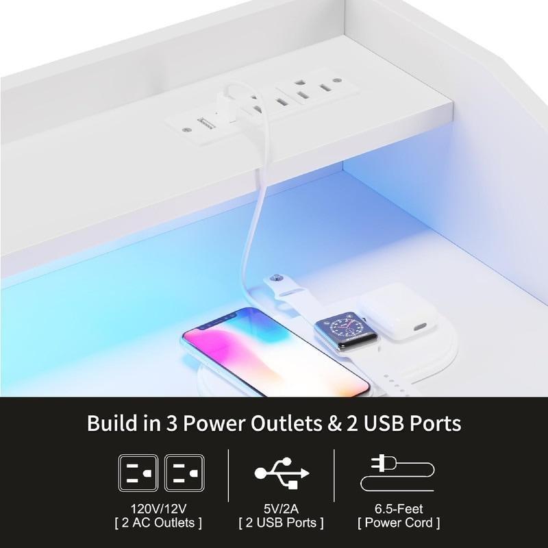 Beyaz Metal LED Askılıklı 5 Çekmeceli Şifonyer - 300018