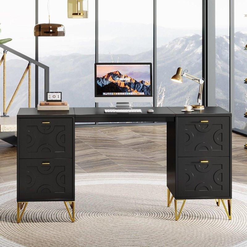 Beyaz Metal ve Ahşap 4 Çekmeceli Ofis Masası - 150 cm - 326645