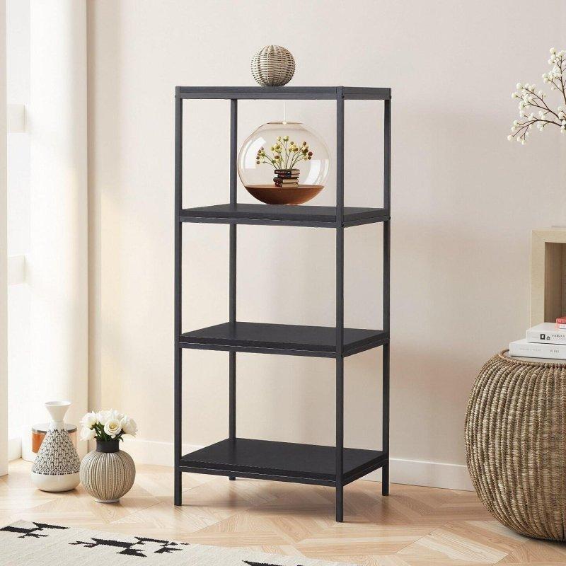 Beyaz Metal ve MDF Arkası Açık 4 Raflı Kitaplık - 60x44x139 cm - 320253