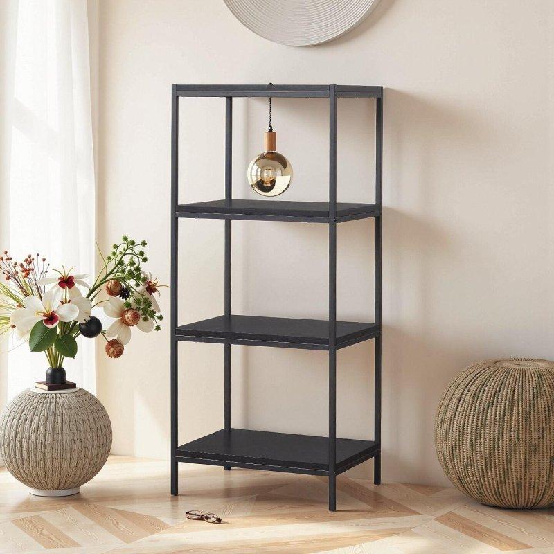 Beyaz Metal ve MDF Arkası Açık 4 Raflı Kitaplık - 60x44x139 cm - 320253