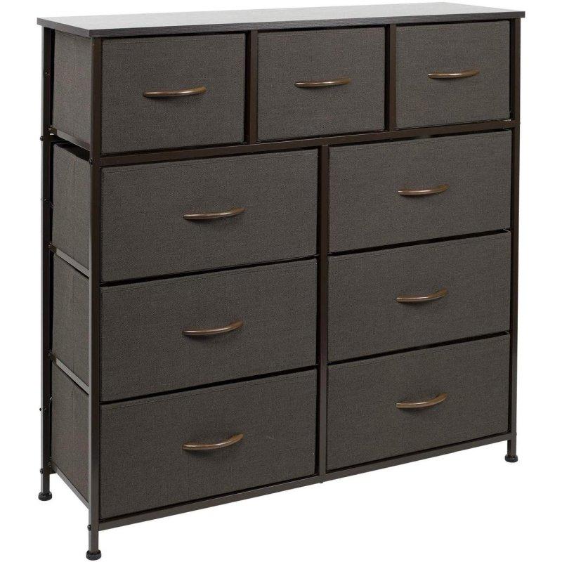 Beyaz Metal ve MDF Gövdeli 9 Kumaş Çekmeceli Şifonyer - 101x30x101 cm - 304623