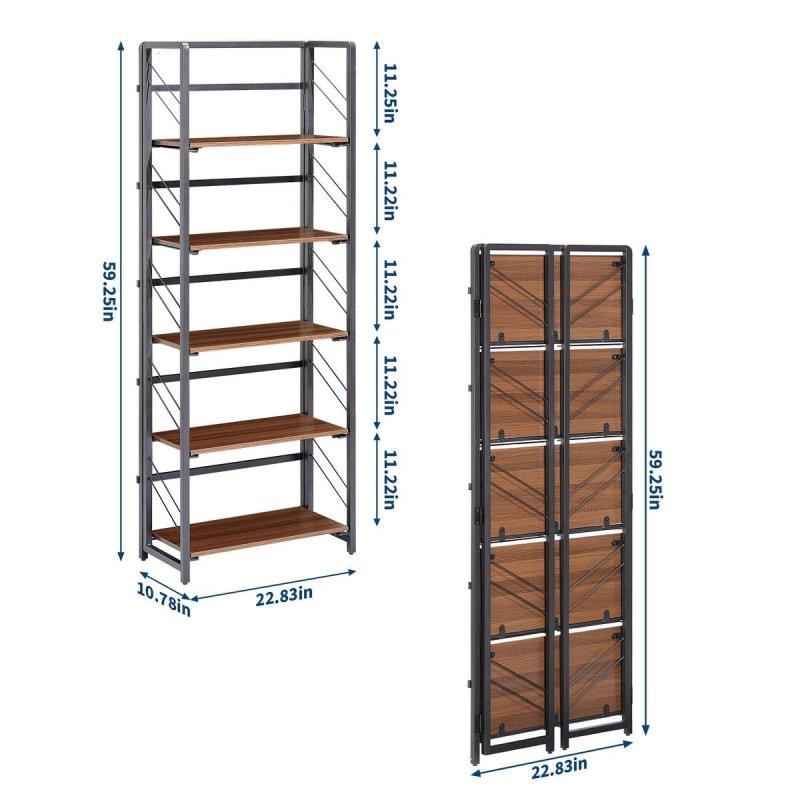 Beyaz Metal ve MDF Katlanabilir 5 Raflı Montajsız Kitaplık - 314286