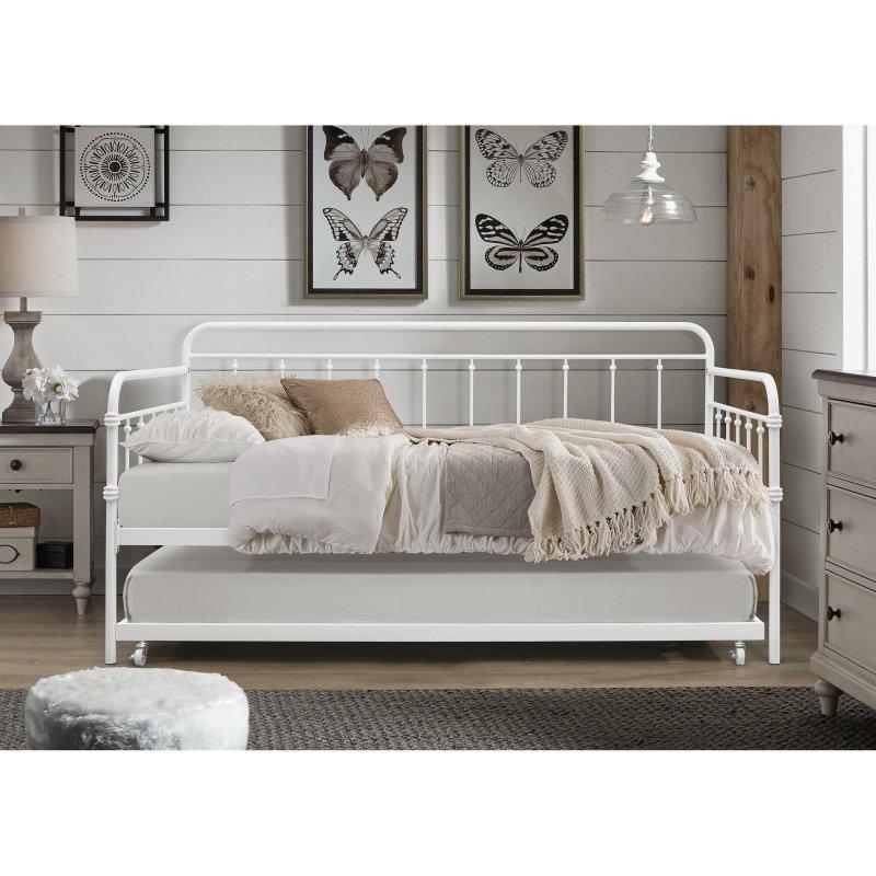 Beyaz Metal Yavru Yataklı Açık İşlemeli Daybed Karyola - 330671