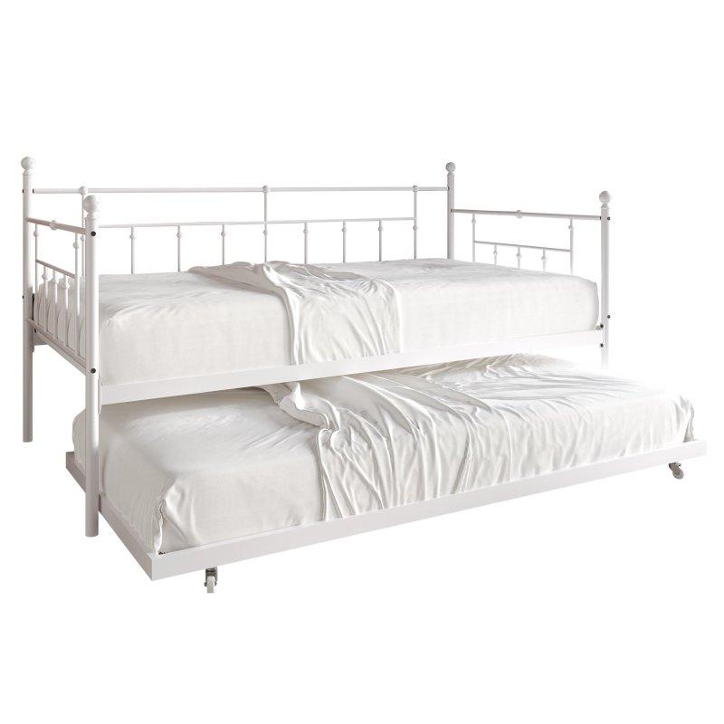 Beyaz Metal Yavru Yataklı Viktorya Tarzı Daybed Karyola - 200x106 cm - 330209