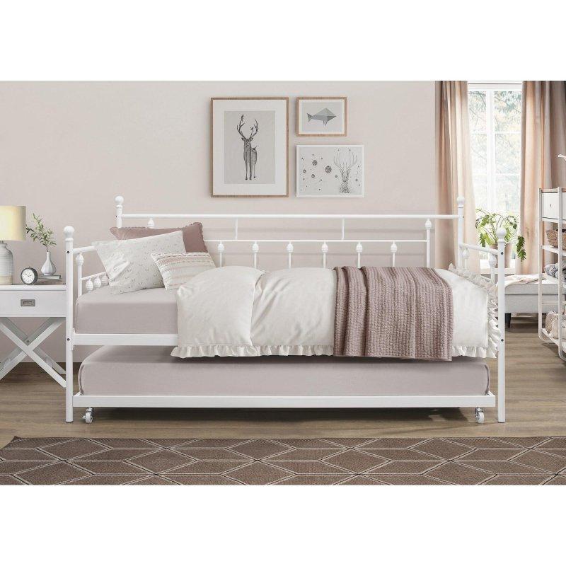 Beyaz Metal Yavru Yataklı Viktoryen Tasarım Daybed Karyola - 330377