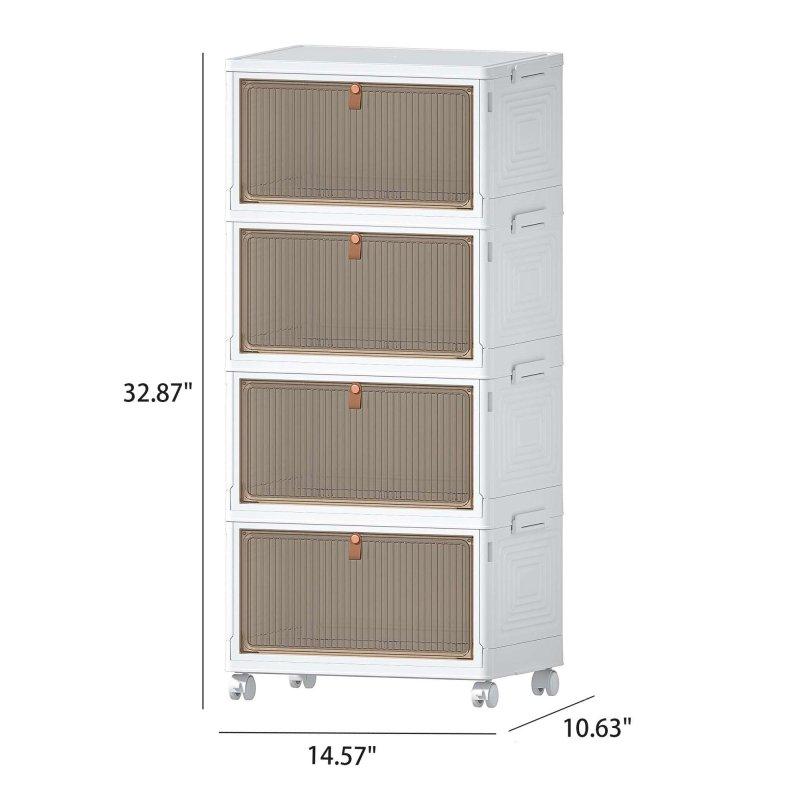 Beyaz Plastik Tekerlekli Katlanabilir Çok Amaçlı Banyo Dolabı - 38x84x28 cm - 334076