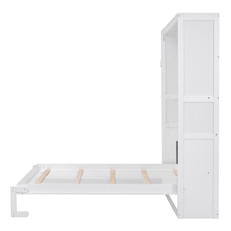 Beyaz Plywood ve MDF Çift Raflı Dolaplı Duvar Yatağı - 263329