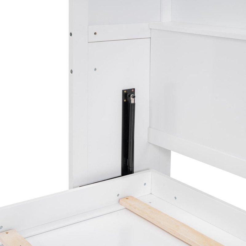 Beyaz Plywood ve MDF Çift Raflı Dolaplı Duvar Yatağı - 263329