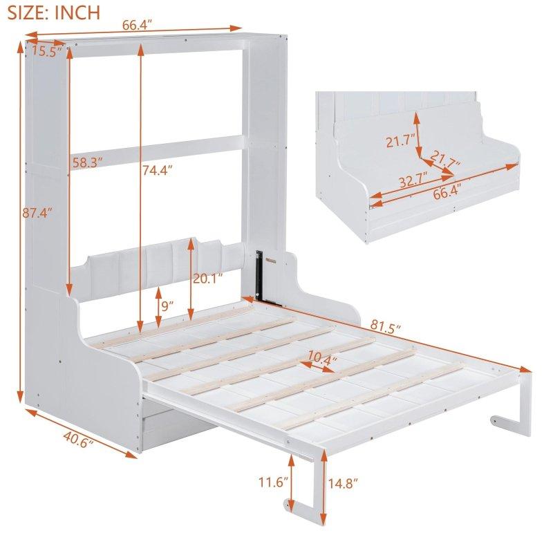 Beyaz Plywood ve MDF Dolaplı Koltuklu Çift Pistonlu Duvar Yatağı - 261271