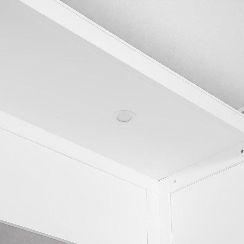 Beyaz Plywood ve MDF Gardıroplu Çekmeceli Masalı ve LED Aydınlatmalı Çift Kişilik Duvar Yatağı - 266532